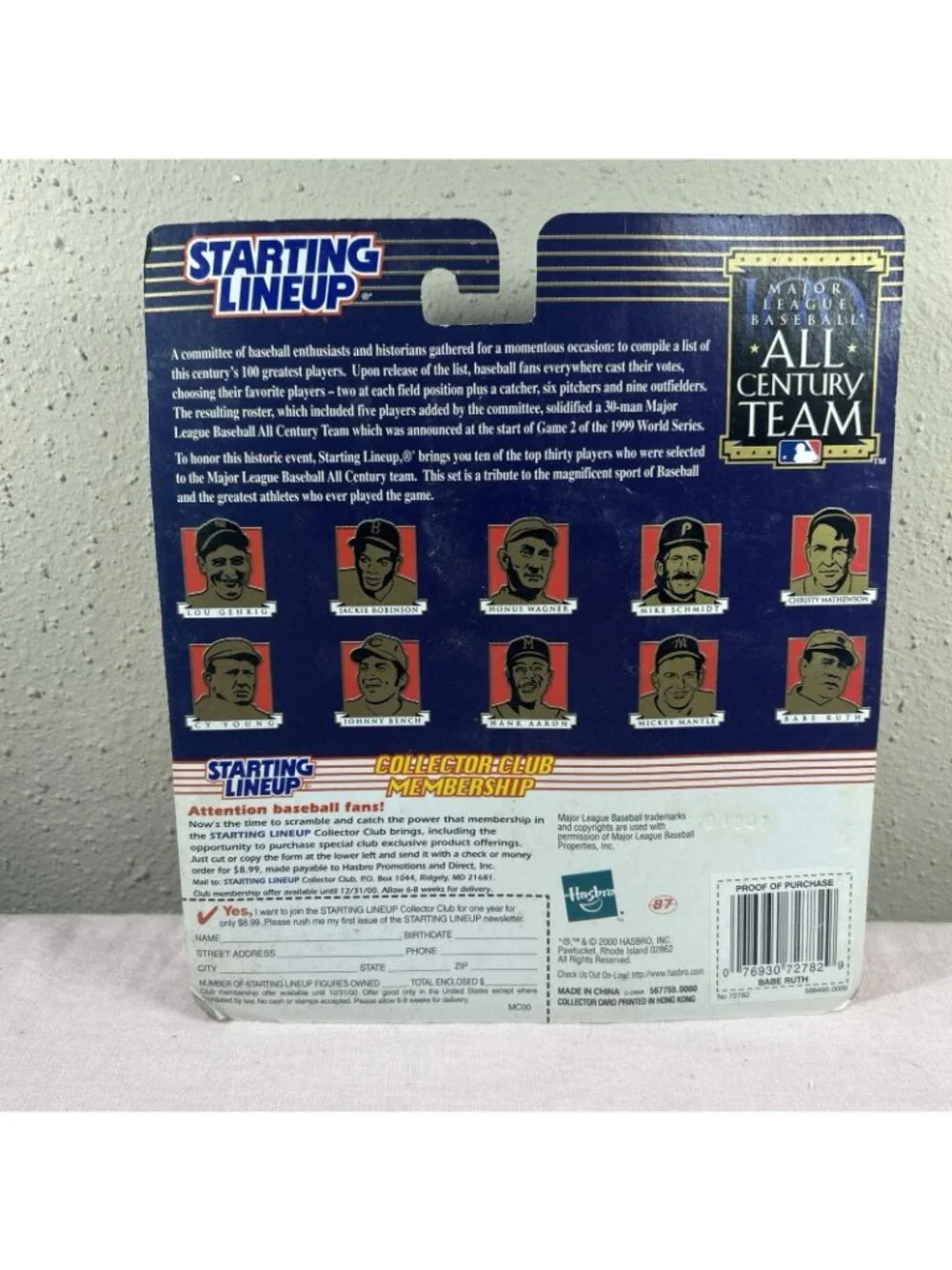 2000 Starting Lineup All Century Babe Ruth New York Yankees Action Figure & Card